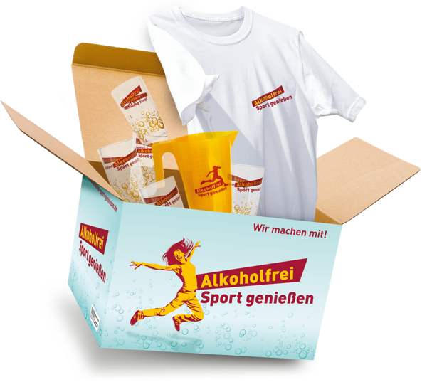 Ansicht einer gefüllten Materialbox von Alkoholfrei Sport genießen