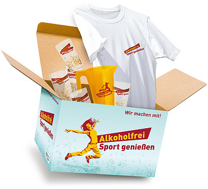 Ansicht einer geöffneten und gefüllten Materialbox von Alkoholfrei Sport genießen