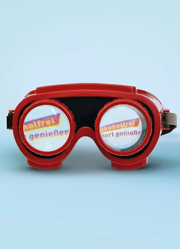 Alkoholbrille die einen Rauschzustand simuliert